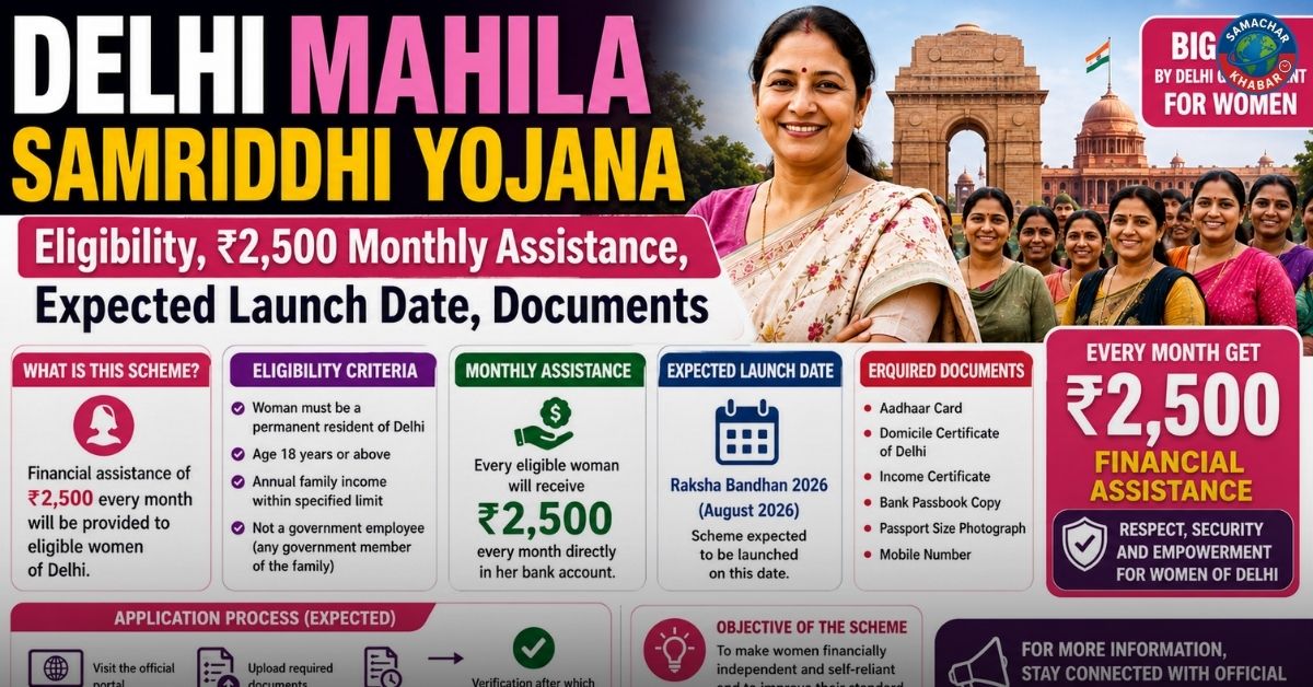 Delhi Mahila Samriddhi Yojana Eligibility, ₹2,500 Monthly Assistance, Expected Launch Date, Documents
